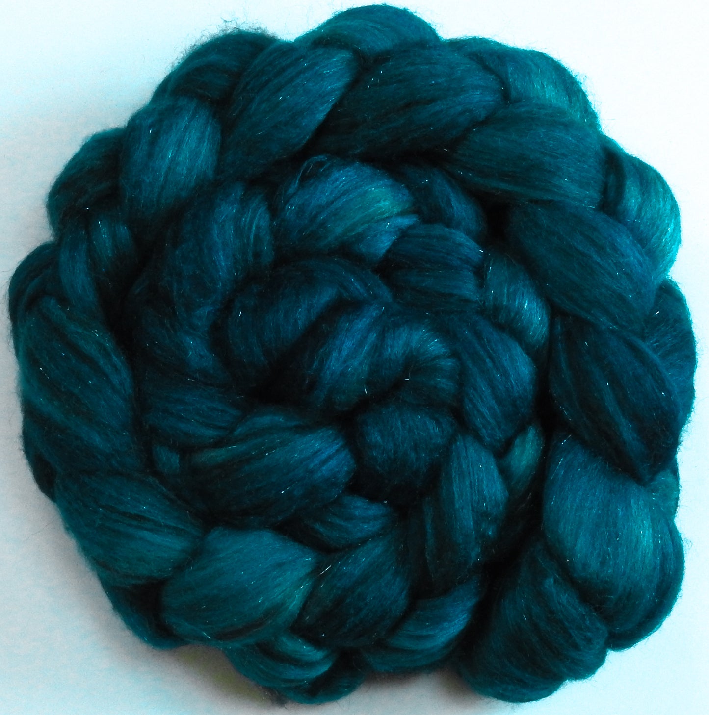 Cobalt -(5.3 oz) Batt in a Braid #53- YAK/ Tussah silk/ Superfine Merino/Gold Stellina(30/30/30/10)