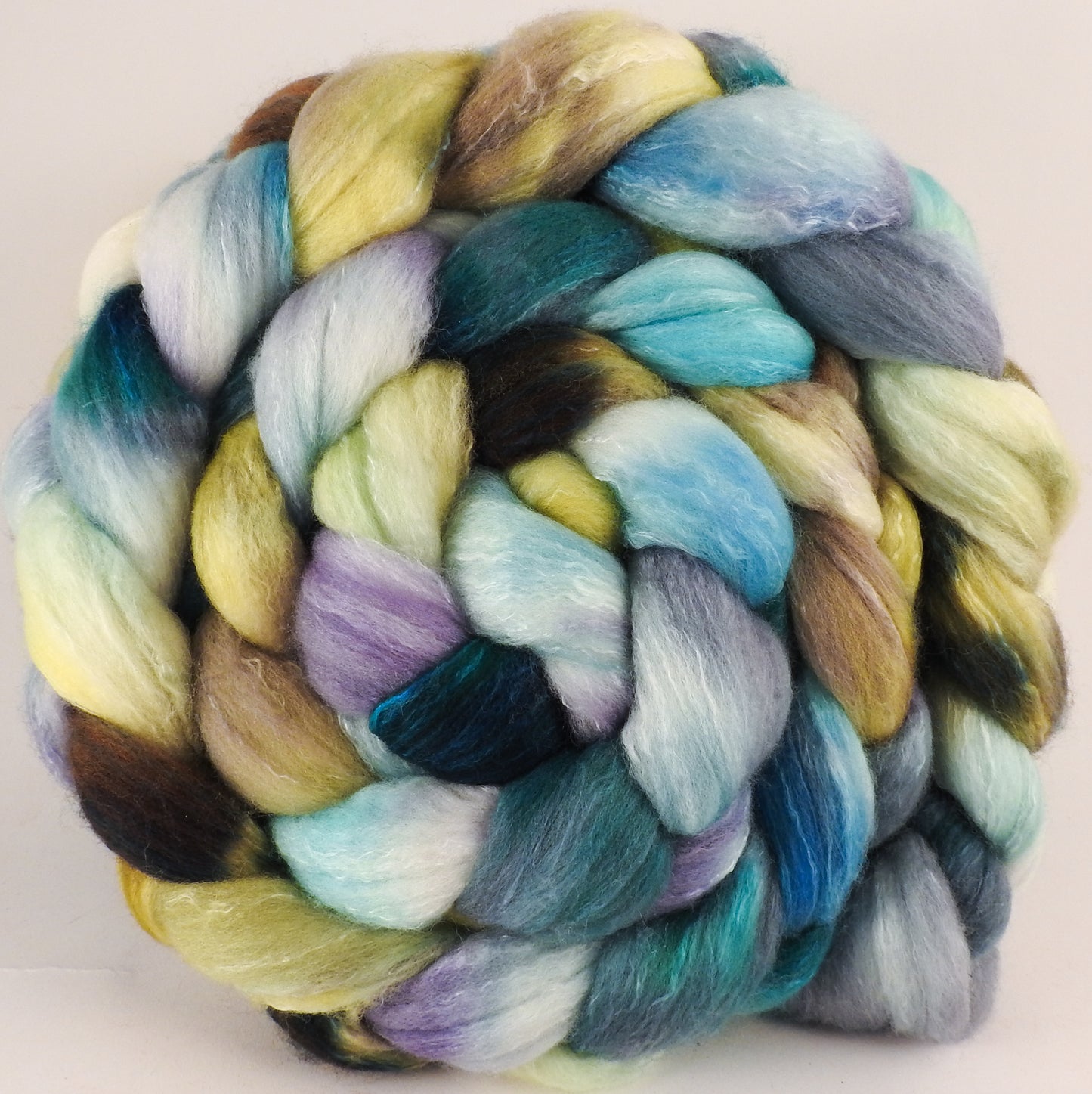 Hand dyed top for spinning - The Scent of Water - (5.2 oz) Organic Polwarth / Tussah silk (80/20) - Inglenook Fibers