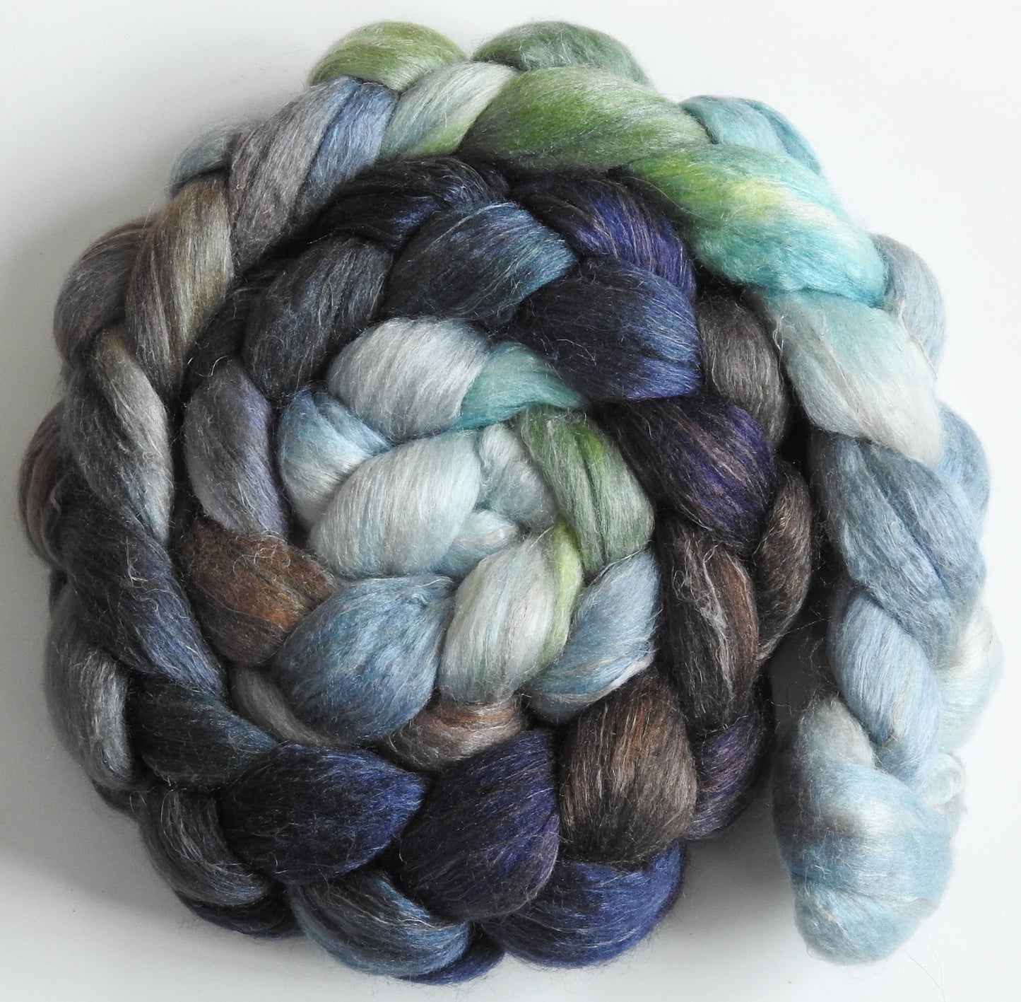 Mithrandir (5.6 oz)- Batt in a Braid #3 - Polwarth/ Tussah Silk/ Flax (40/40/20)