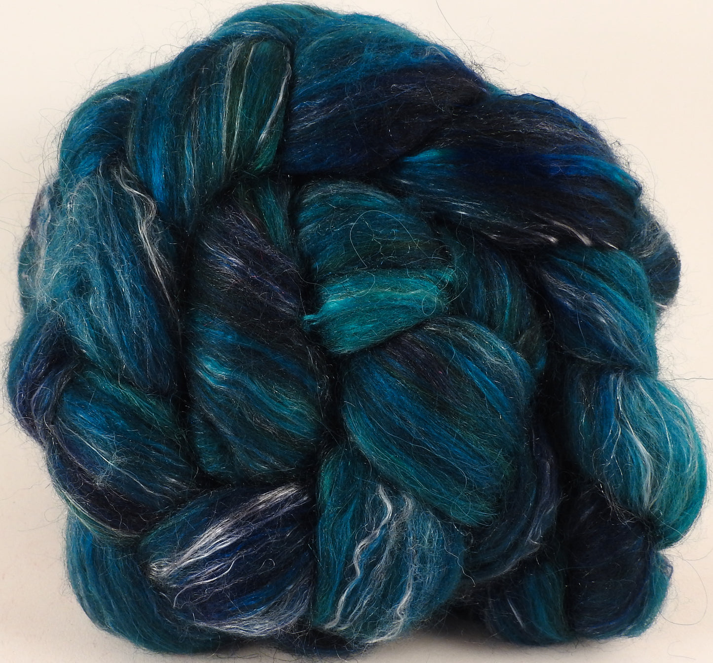 RESERVED for Boffoanne- Batt in a Braid #31- Maelstrom - ( 5.2 oz x 2 ) - Inglenook Fibers