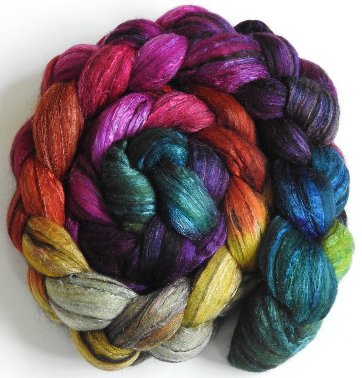 Pendragon-Batt in a Braid #9 -(5.5 oz.) Superfine Merino/ Mulberry Silk / Black Alpaca (50/40/10)