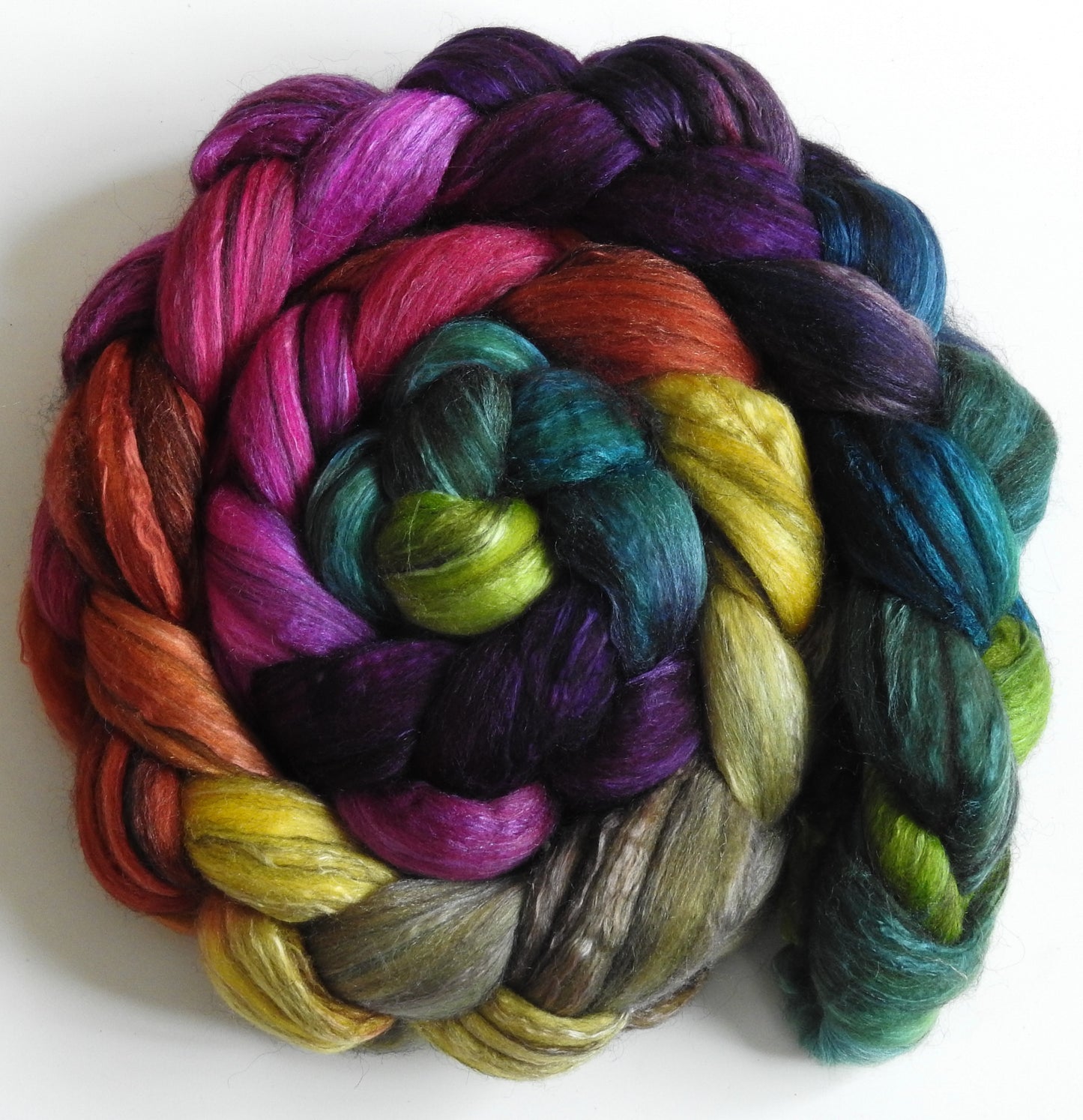 Pendragon-Batt in a Braid #9 -(5.5 oz.) Superfine Merino/ Mulberry Silk / Black Alpaca (50/40/10)