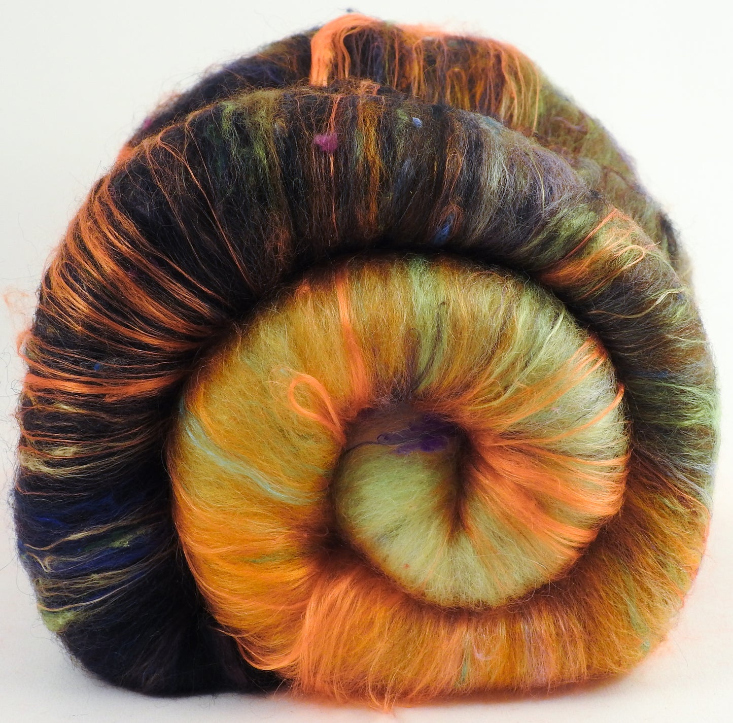 Blackburnian Warbler (3.9 oz.)- Roly-Poly Batts- 30% Nash Island fleece, merino, silk, polwarth, bamboo, silk noil