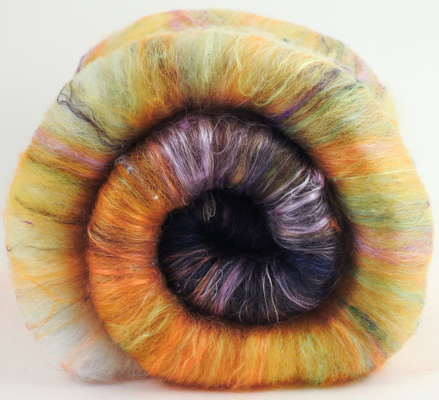 Blackburnian Warbler (3.9 oz.)- Roly-Poly Batts- 30% Nash Island fleece, merino, silk, polwarth, bamboo, silk noil