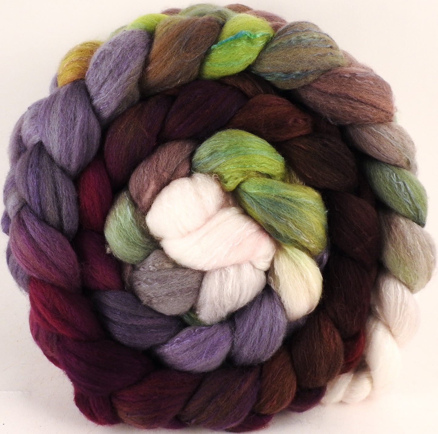 RESERVED for Bluewillow- Hand dyed top for spinning -Pussy Willows - (5.4oz.x2) Organic Polwarth / Tussah silk (80/20) - Inglenook Fibers