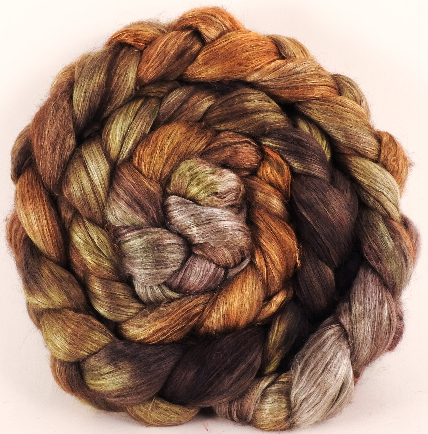 RESERVED for MissAlicefaye-Hand dyed yak/ mulberry silk top -Tarnished - (4 oz.) yak /silk ( 50/50) - Inglenook Fibers