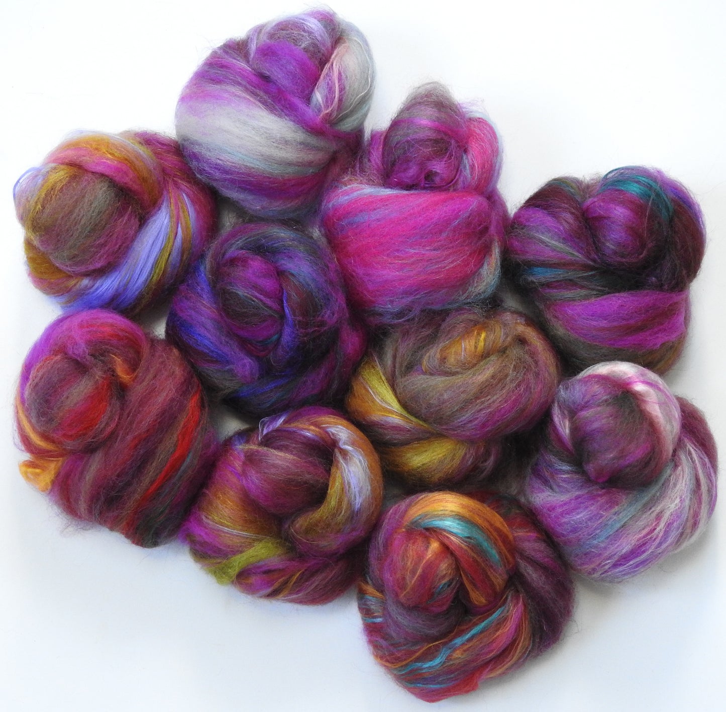 Punch Bowl- (4.2 oz) Wild and Wooly Sticklebatts -merino, CASHMERE ,Bfl, silk, mohair