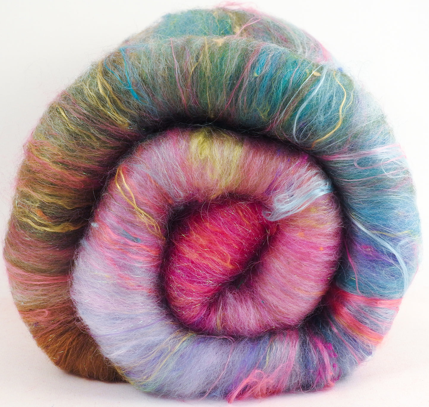 Beach Roses (3.8 oz.)- Roly-Poly Batts- 30% Nash Island fleece, merino, silk, polwarth, bamboo, silk noil, angelina