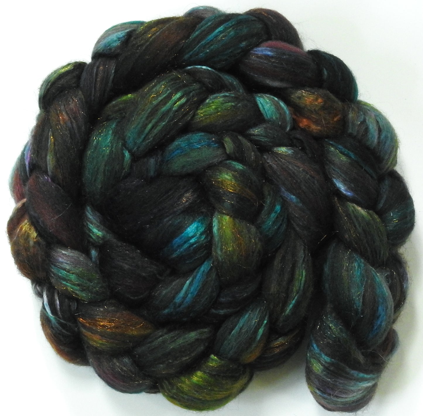 Entish (5.6 oz) -Fusion Series - Batt in a Braid #7 - Polwarth/ Manx / Mulberry silk/ Firestar (30/30/30/10)