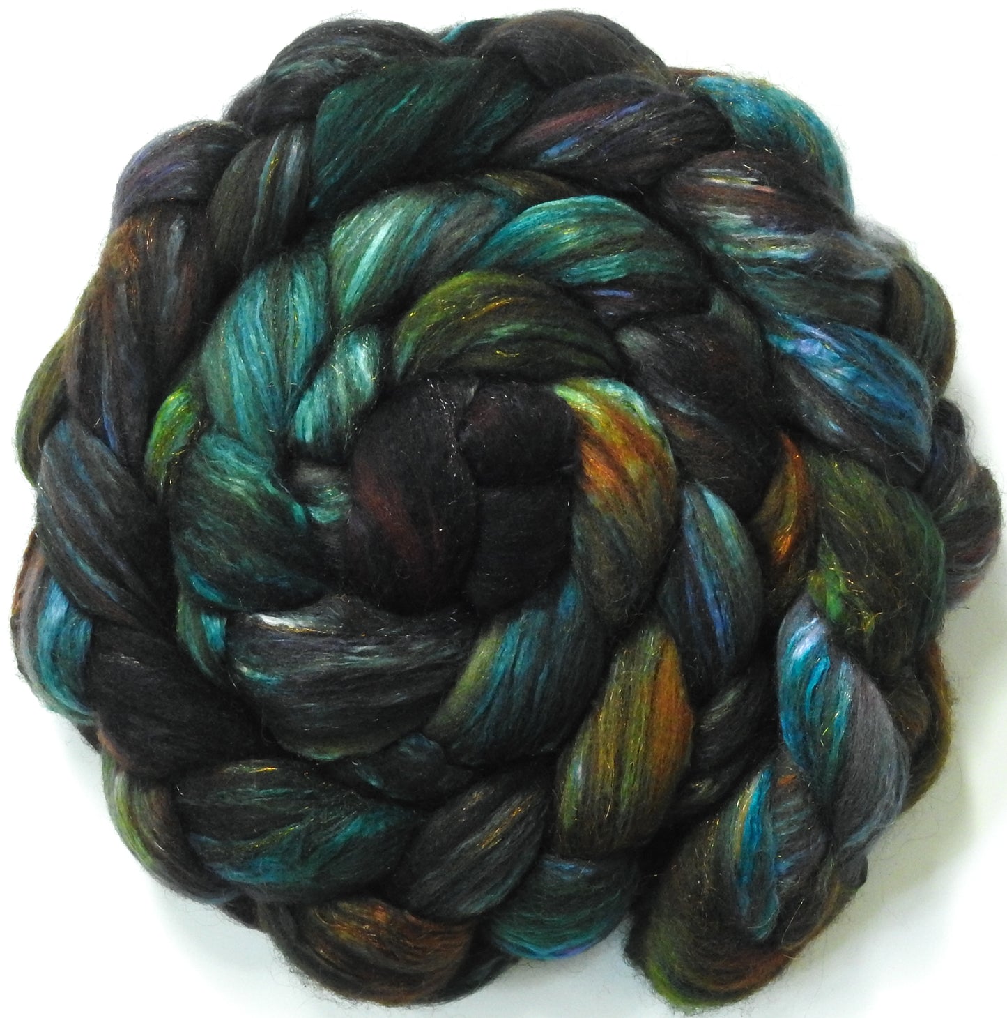 Entish (5.6 oz) -Fusion Series - Batt in a Braid #7 - Polwarth/ Manx / Mulberry silk/ Firestar (30/30/30/10)