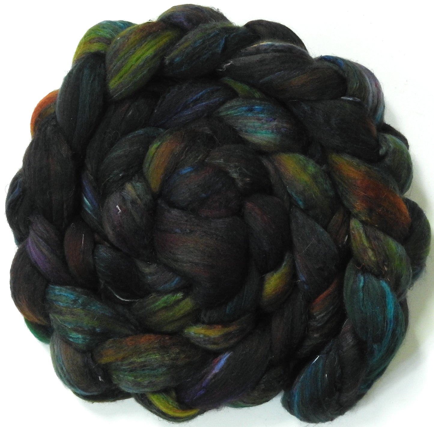 Entish- Fusion Series-(5.6 oz.)Batt in a Braid #39 - Falkland Merino/ Mulberry Silk / Sari Silk (50/25/25)