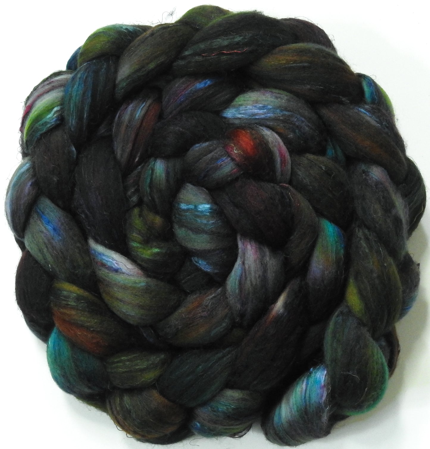 Entish- Fusion Series-(5.6 oz.)Batt in a Braid #39 - Falkland Merino/ Mulberry Silk / Sari Silk (50/25/25)