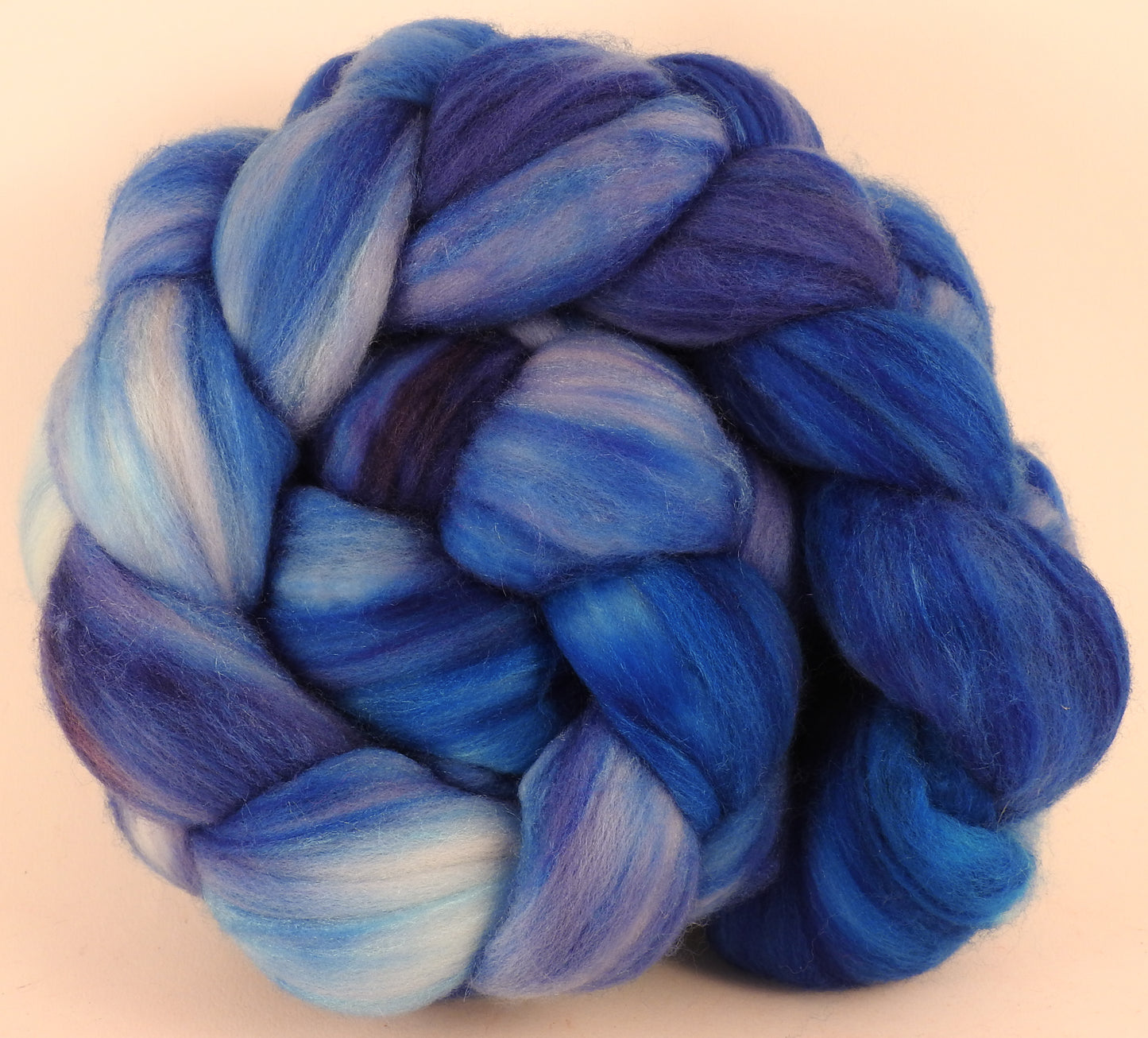 Batt in a Braid #35 - Forget-Me-Not - (5.1 oz.) Sw Merino (18.5 mic) /Merino (18.5 mic) / Tussah Silk (40/40/20) - Inglenook Fibers