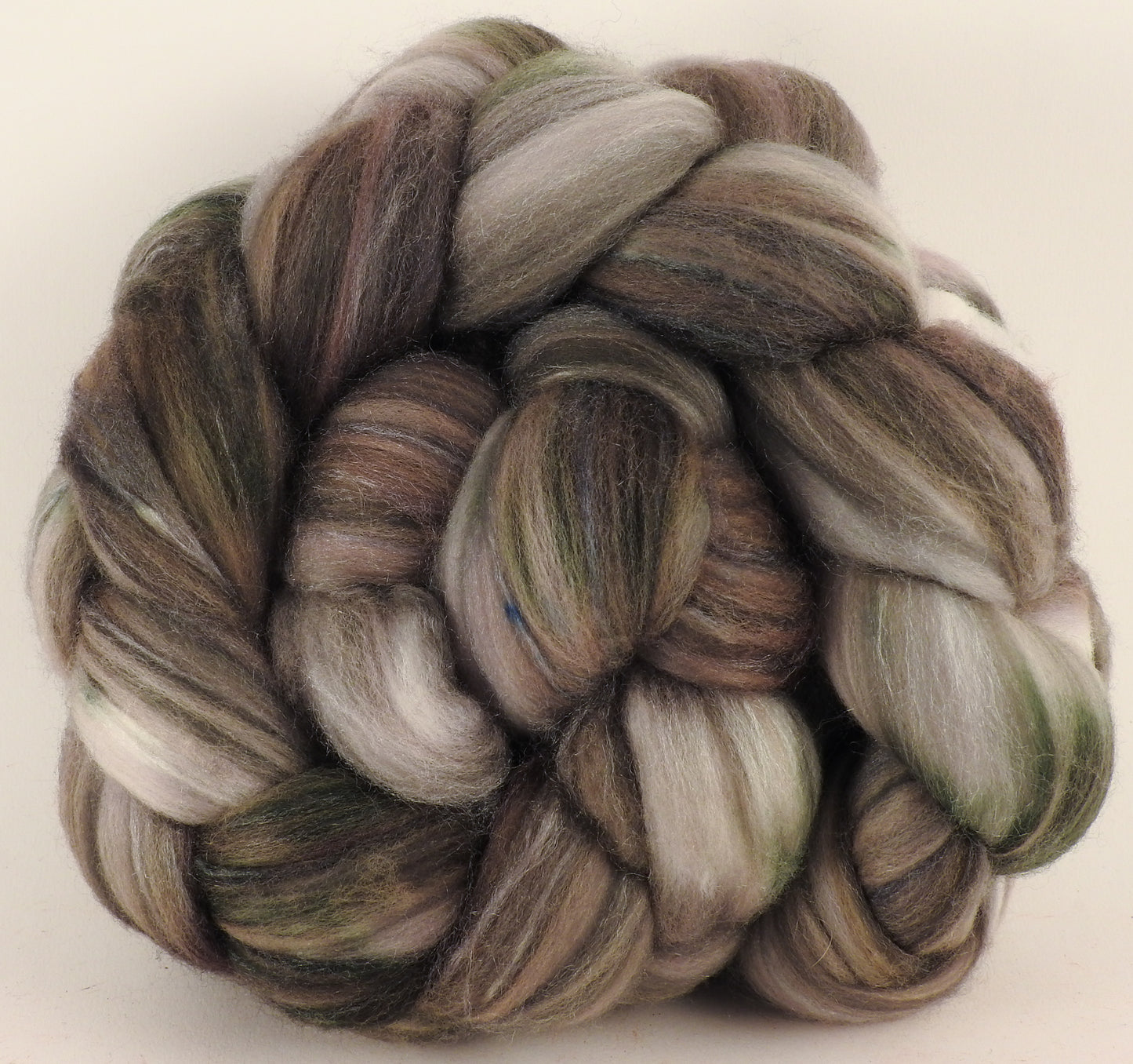Batt in a Braid #35 - Dove - (5.1 oz.) Sw Merino (18.5 mic) /Merino (18.5 mic) / Tussah Silk (40/40/20) - Inglenook Fibers