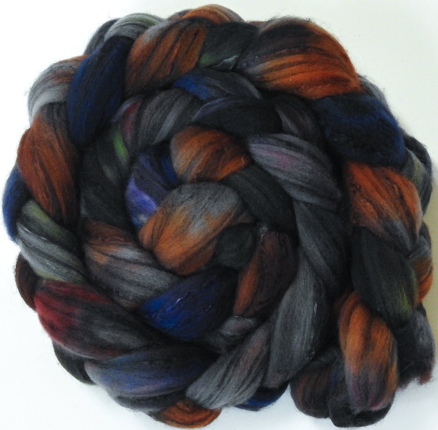 Banksy -(5.6 oz.)- Fusion Series - Batt in a Braid #30- Charollais/ Rambouillet / Black tussah /Mulberry silk (40/40/10/10)
