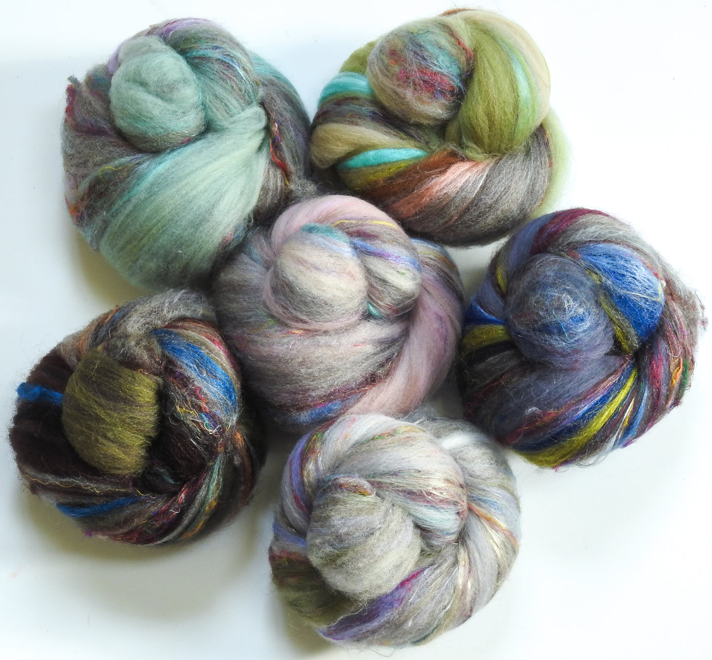 Art Deco - NON-Sparkle Sticklebatts (4.3 oz) - Romeldale fleece; YAK, merino, polwarth, silk, sari silk