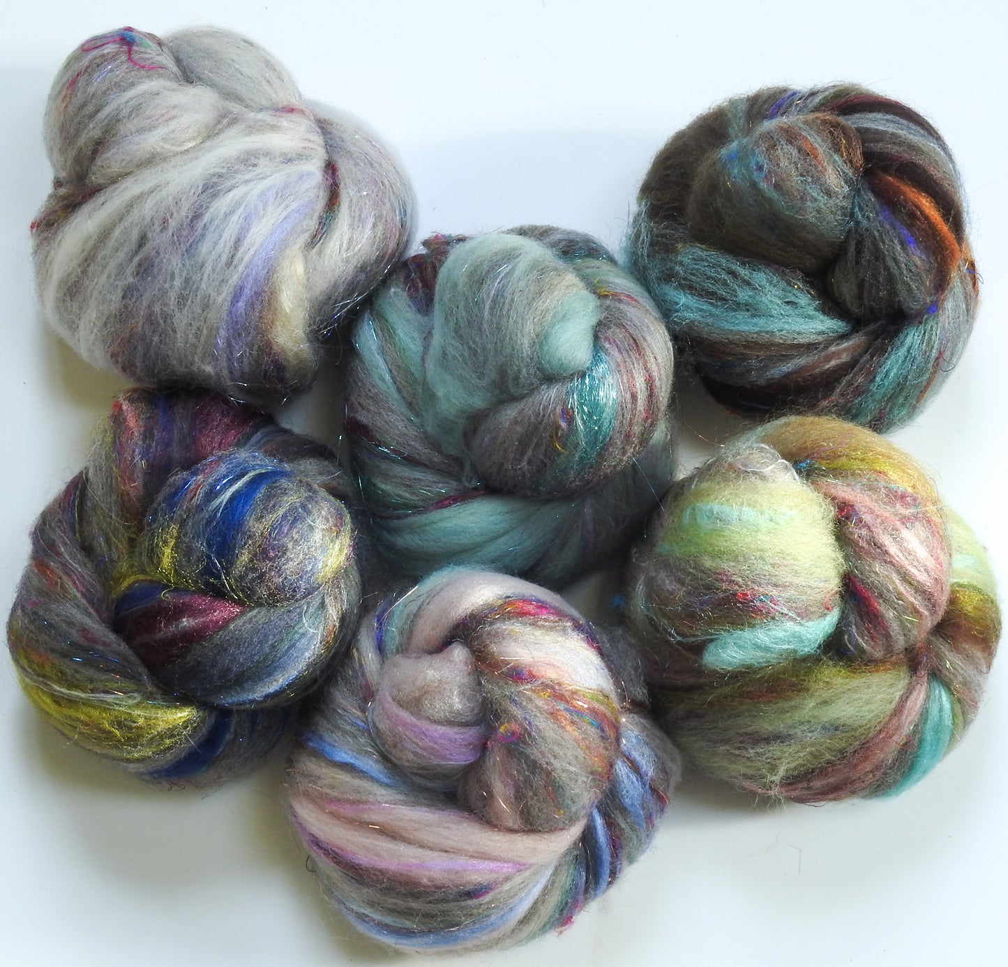 Art Deco - Sparkle Sticklebatts (4.5 oz) - Romeldale fleece; YAK, merino, polwarth, silk, sari silk, angelina