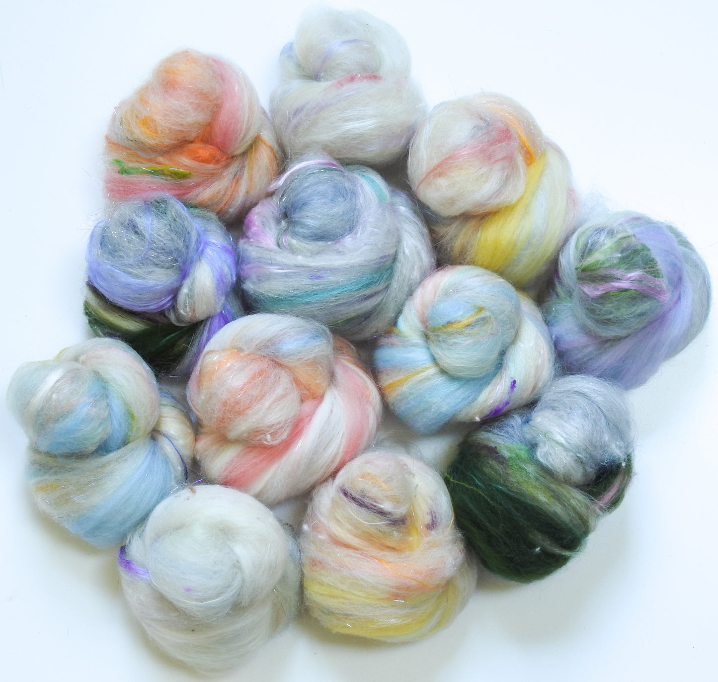 Wint'ry Morn - Sparkle Sticklebatts (4.4 oz) - CVM/Rambo X fleece; merino, alpaca, wensleydale, silk noil, silk, angelina