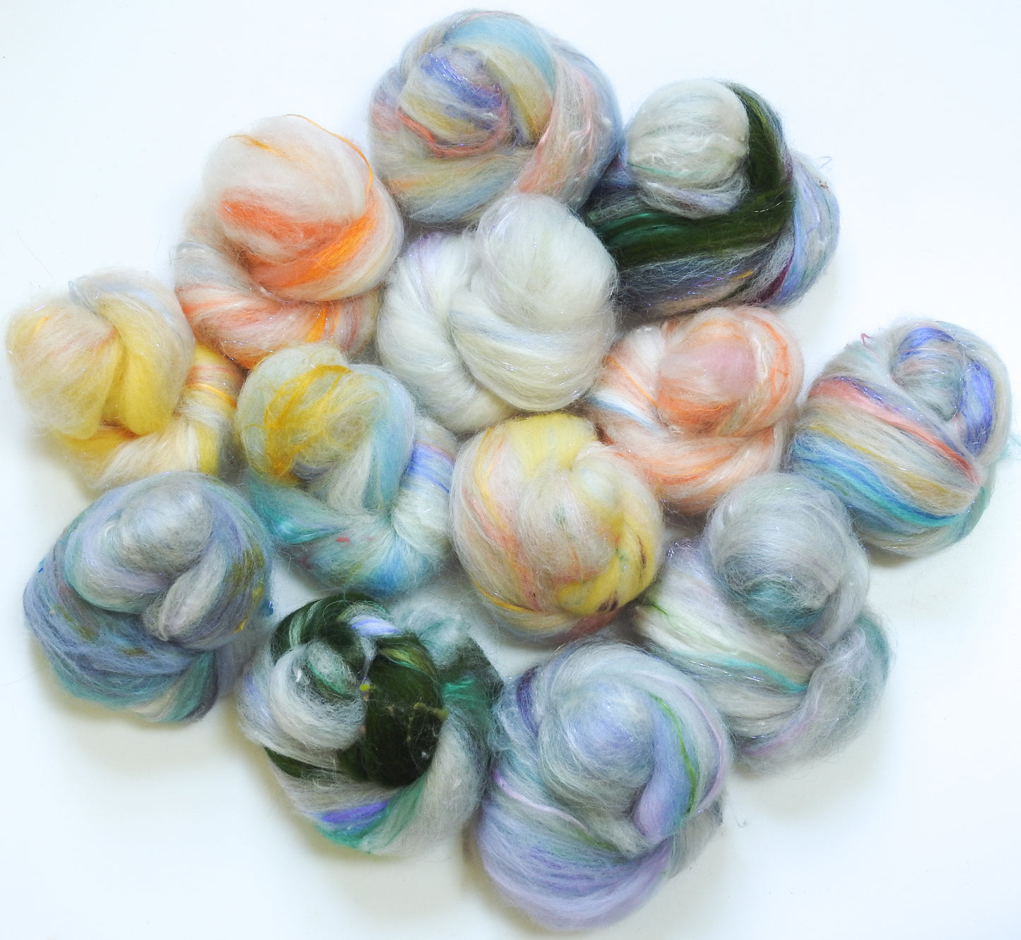 Wint'ry Morn - Sparkle Sticklebatts (4.4 oz) - CVM/Rambo X fleece; merino, alpaca, wensleydale, silk noil, silk, angelina