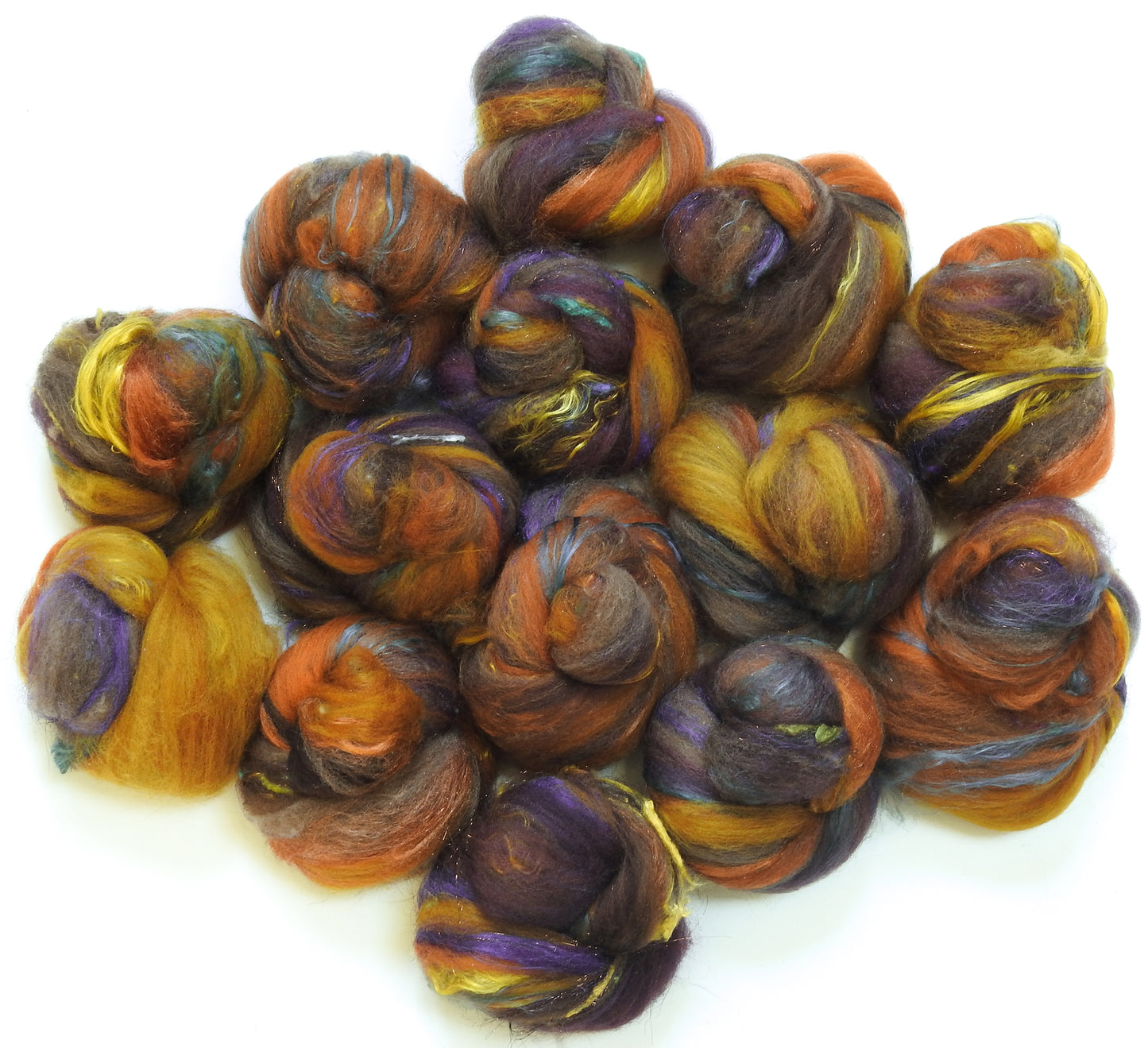 Treacle Tart - Sparkle Sticklebatts - Corriedale/Merino X fleece; merino, YAK, polwarth, silk, silk noil, angelina