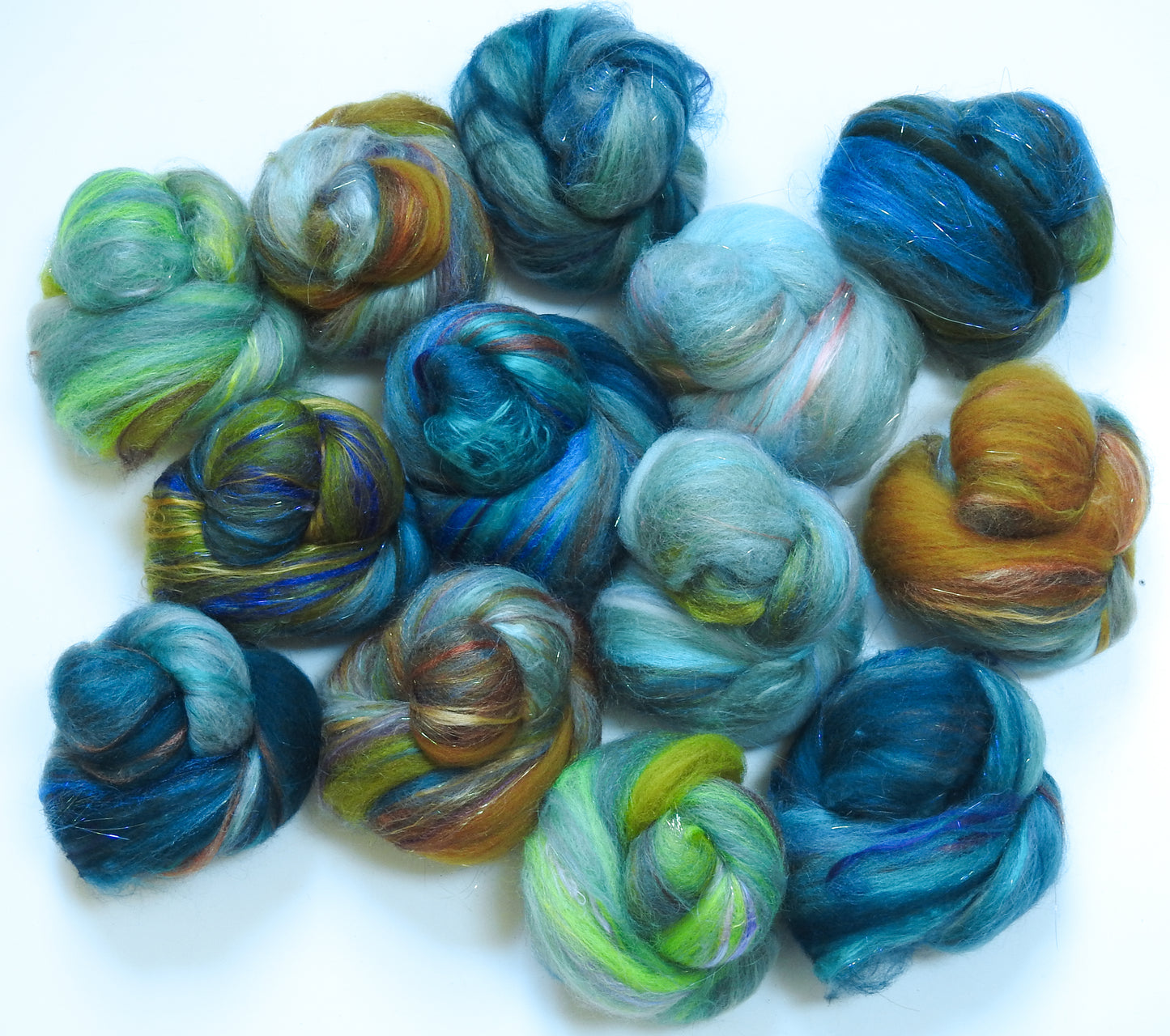 Two Peas in a Pod- Sparkle Sticklebatts - bfl, merino, polwarth, camel, alpaca, soysilk, silk, bamboo, alpaca, sparkle (mostly angelina)