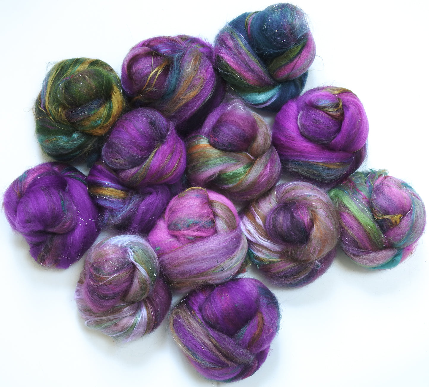 Passion Flower - Sparkle Sticklebatts (4.3 oz) - merino, camel, soysilk, silk, bamboo, alpaca, sari silk, sparkle (mostly angelina)
