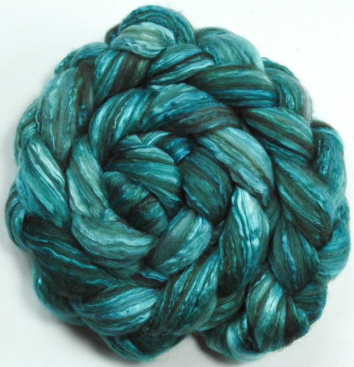 Faience (5.5 oz) - Batt in a Braid #7 - Polwarth/ Manx / Mulberry silk/ Firestar (30/30/30/10)