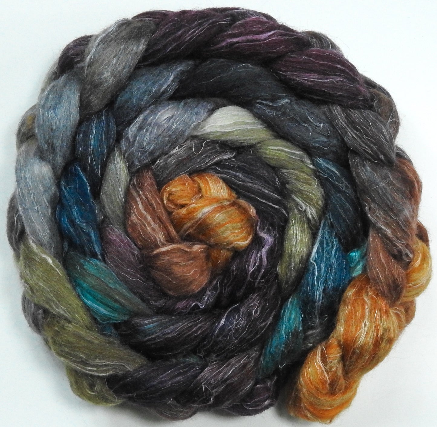 Durin's Folk (5.7 oz) - Batt in a Braid #3 - Polwarth/ Tussah Silk/ Flax (40/40/20)