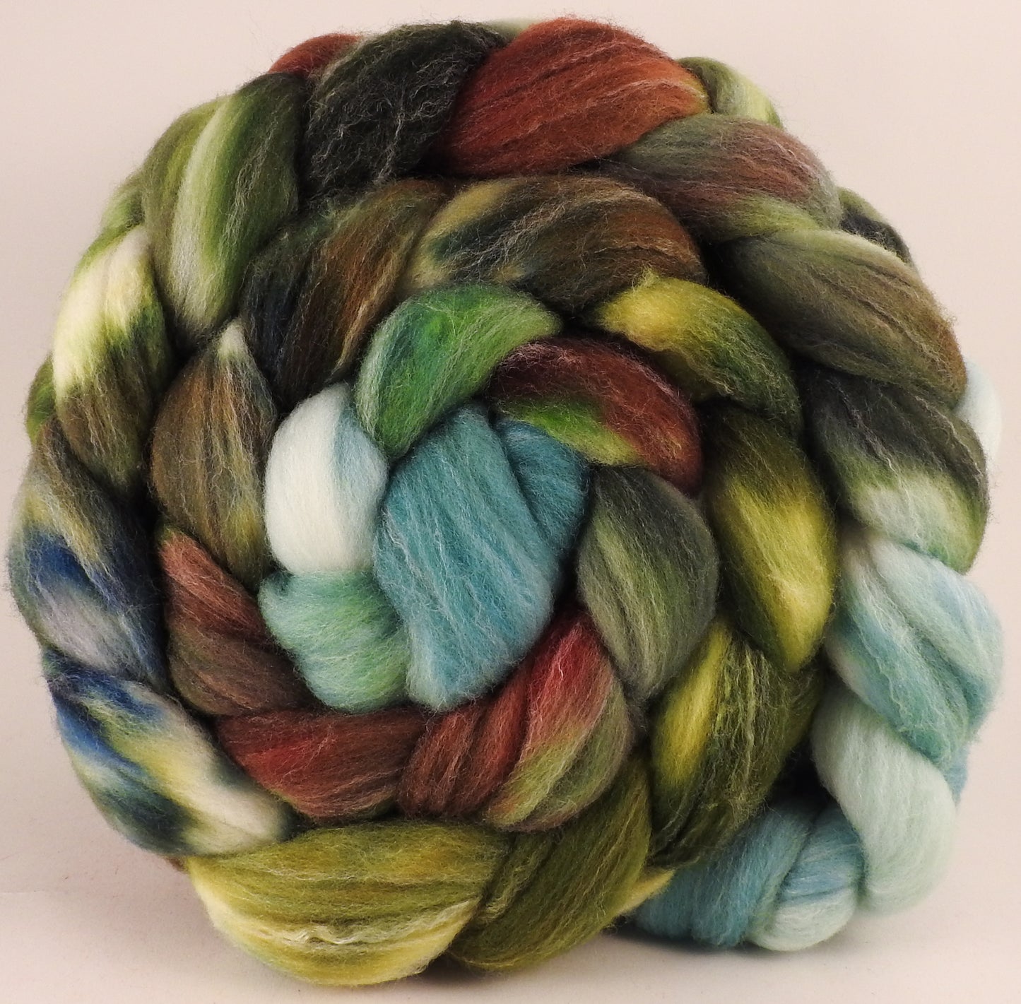 Hand dyed top for spinning - Thyme - (5.6 oz.) Targhee/silk/ bamboo (80/10/10) - Inglenook Fibers