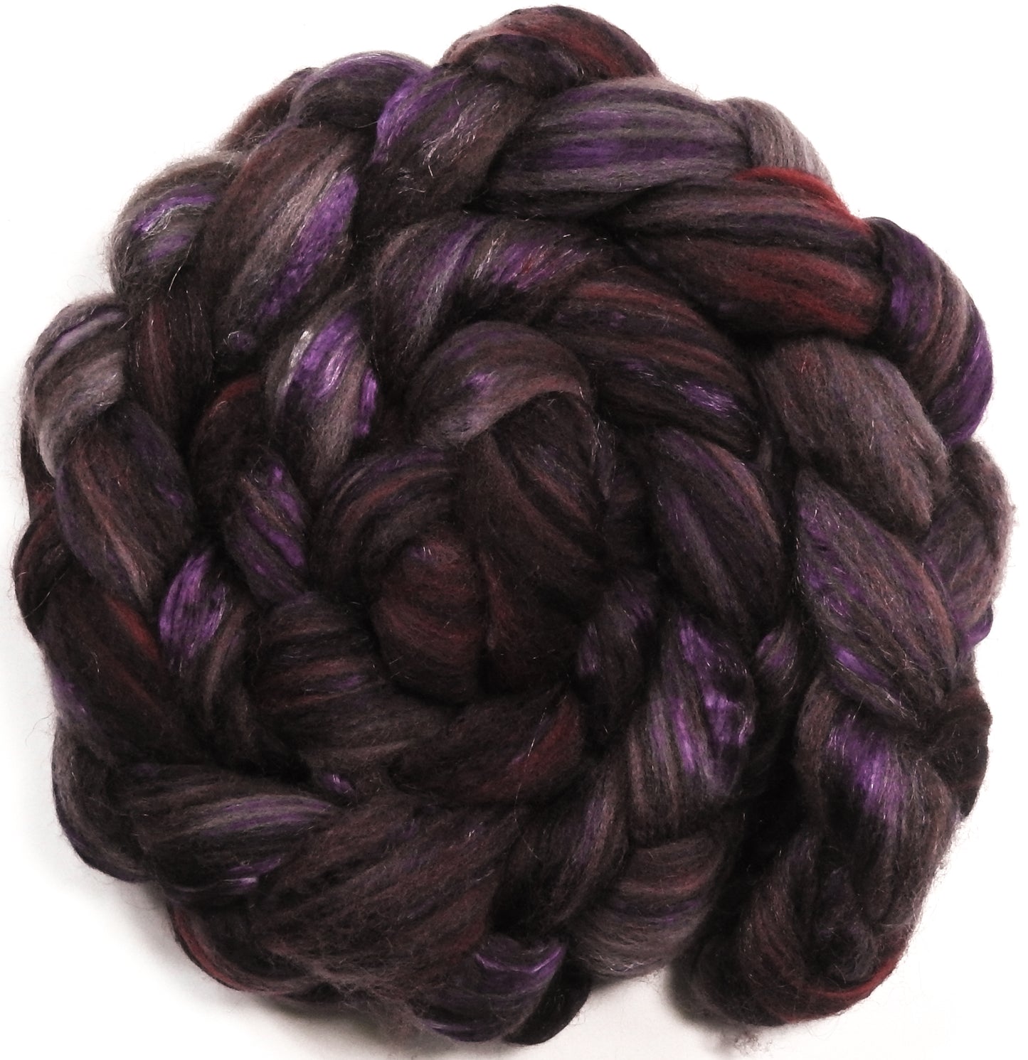 Elderberry (5.5 oz) - Batt in a Braid #7 - Polwarth/ Manx / Mulberry silk/ Firestar (30/30/30/10)