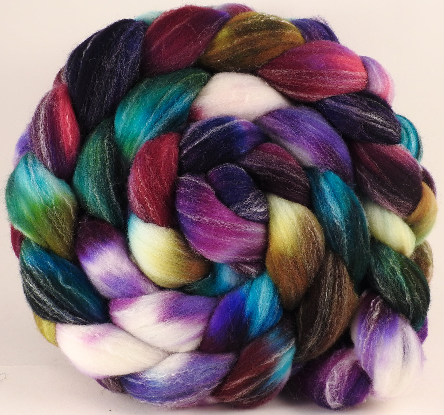 Hand dyed top for spinning - Mary, Mary, Quite Contrary - (5.5 oz.) Targhee/silk/ bamboo (80/10/10) - Inglenook Fibers