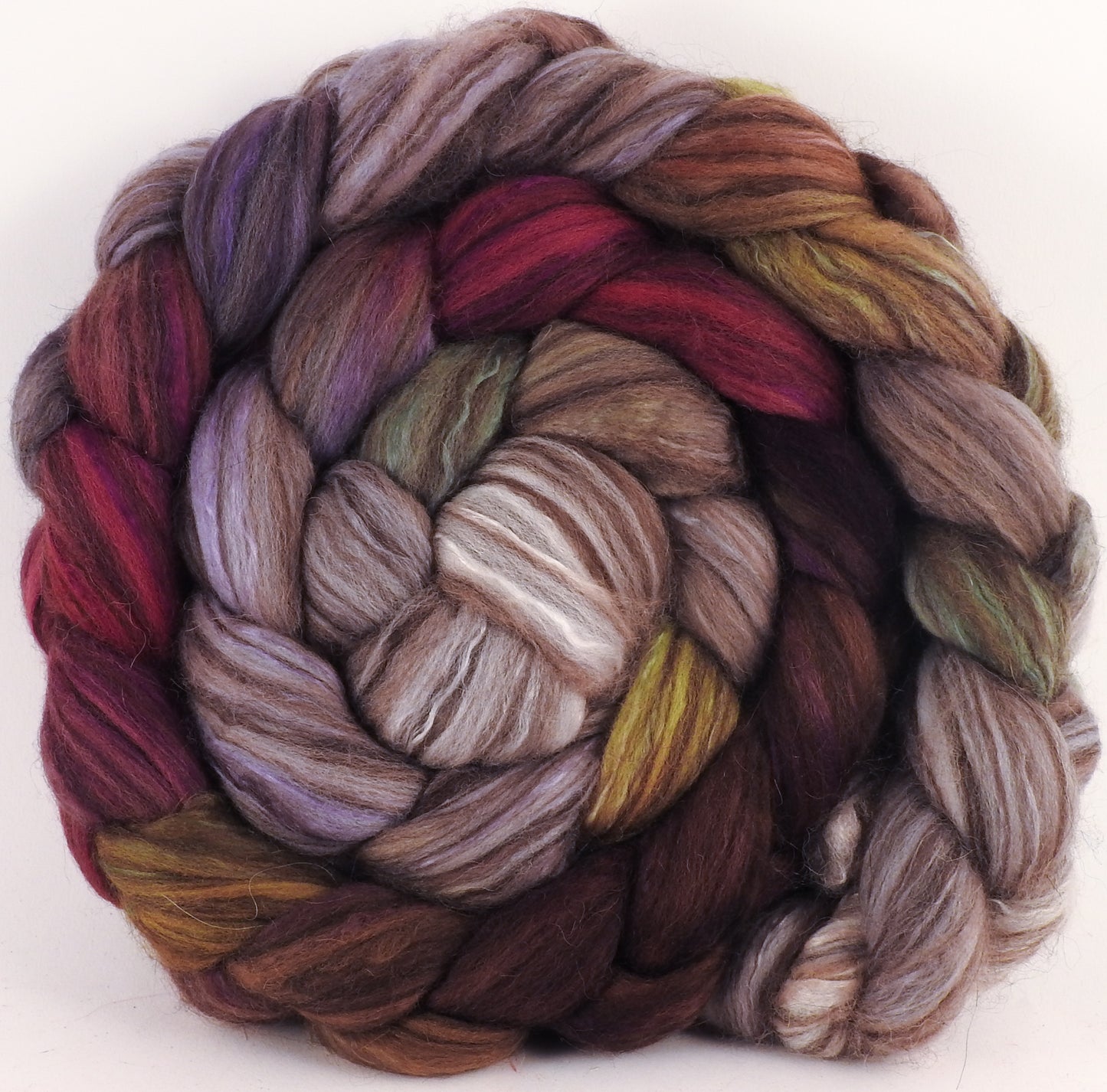 Hand dyed top for spinning - Pussy Willow - 18.5 mic merino/ camel/ brown alpaca/ mulberry silk/ (40/20/20/20) - Inglenook Fibers