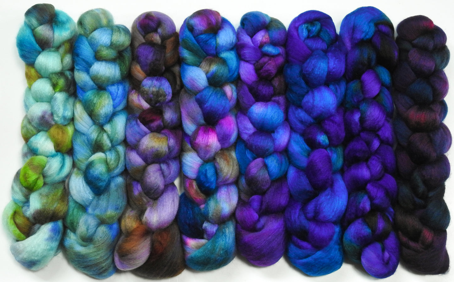 Ode to Hydrangeas Gradient Braid Set - Fusion Series-  Lt Silver Haunui/ mulberry Silk (75/25)