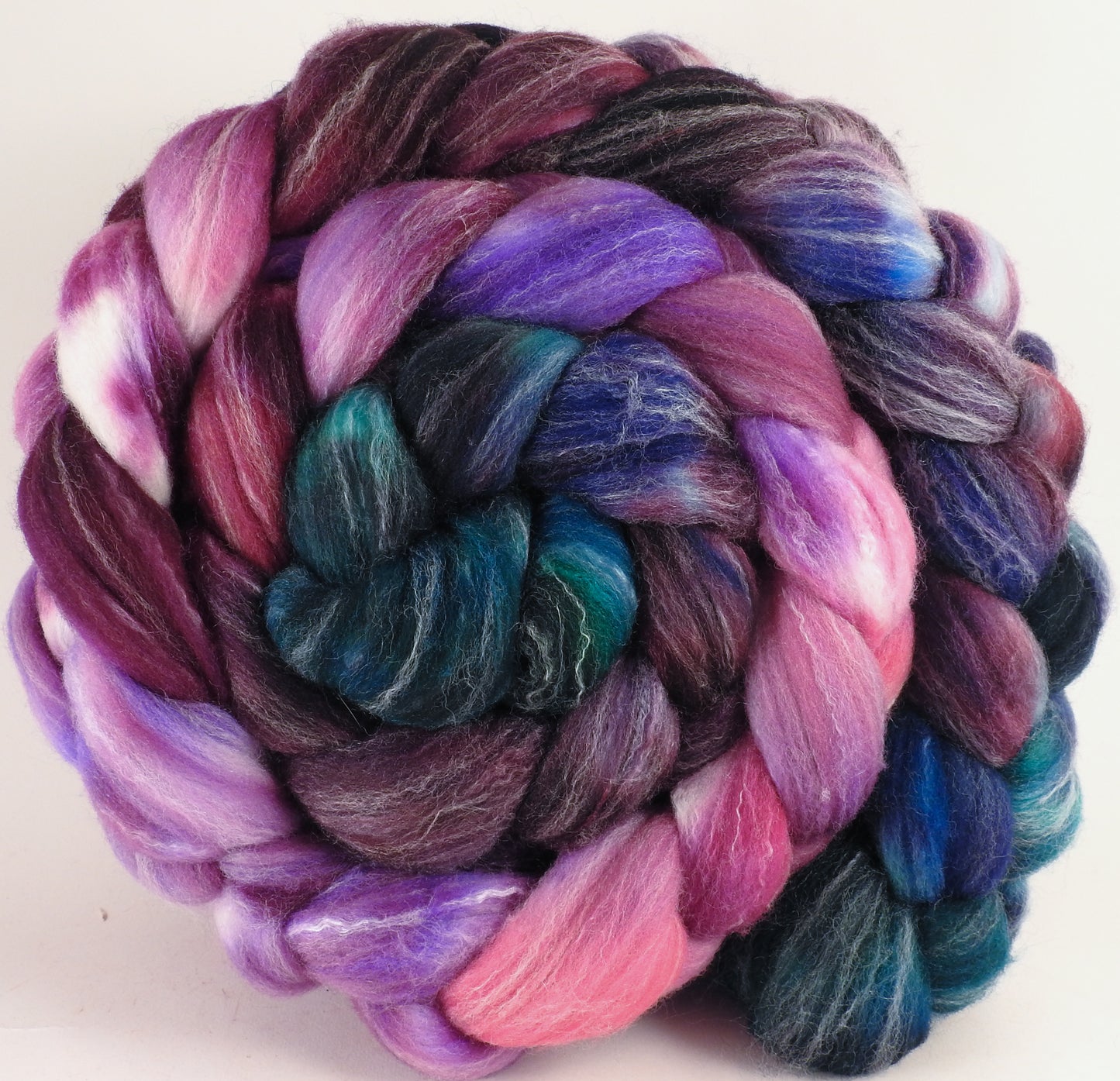 Hand dyed top for spinning - Framboise - (5.5 oz.) Targhee/silk/ bamboo (80/10/10) - Inglenook Fibers