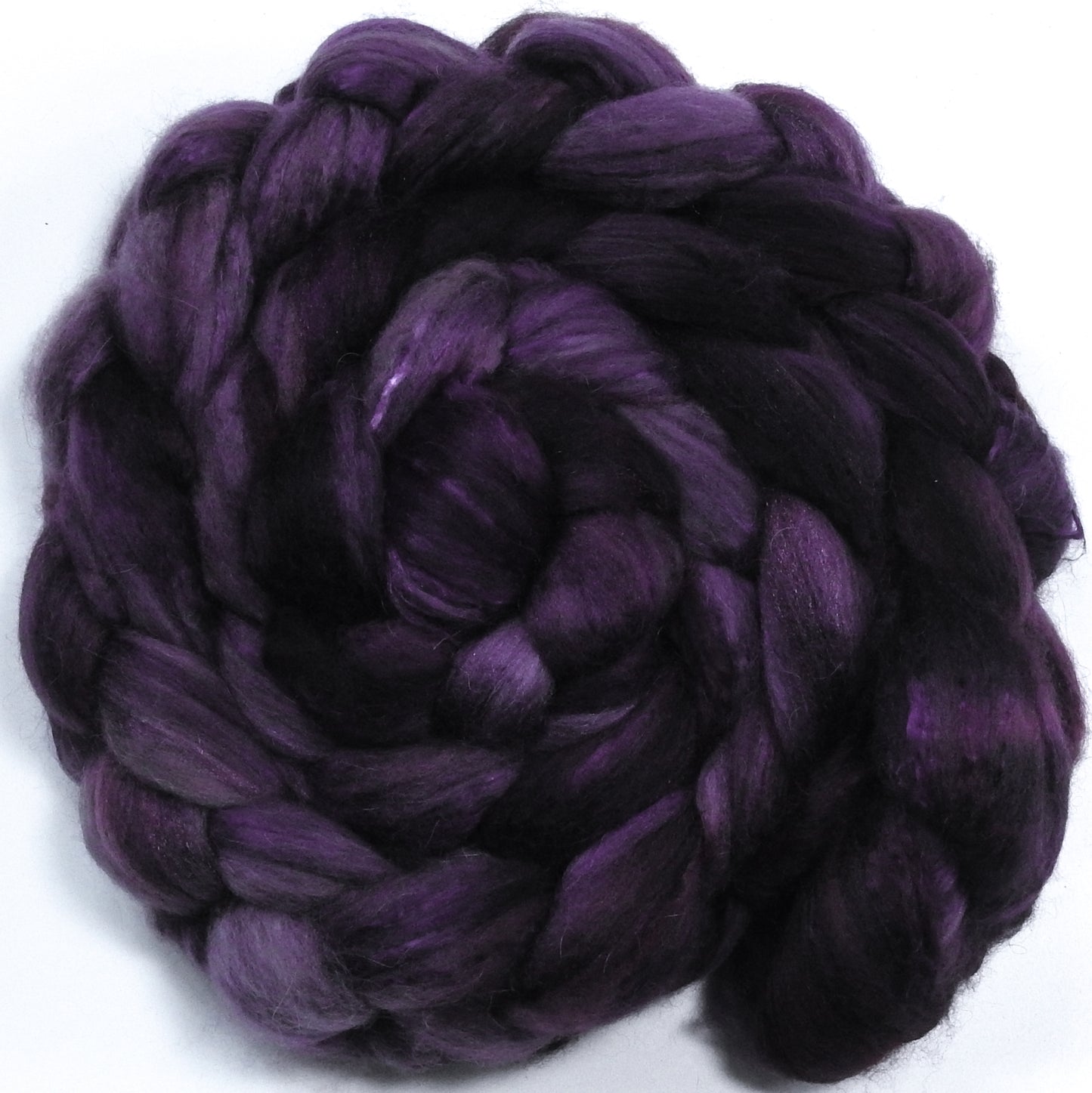 Elderberry (5.3 oz) - Batt in a Braid #5 - Merino/ Camel/ silk/ faux cashmere/ firestar (25/25/25/12/12)