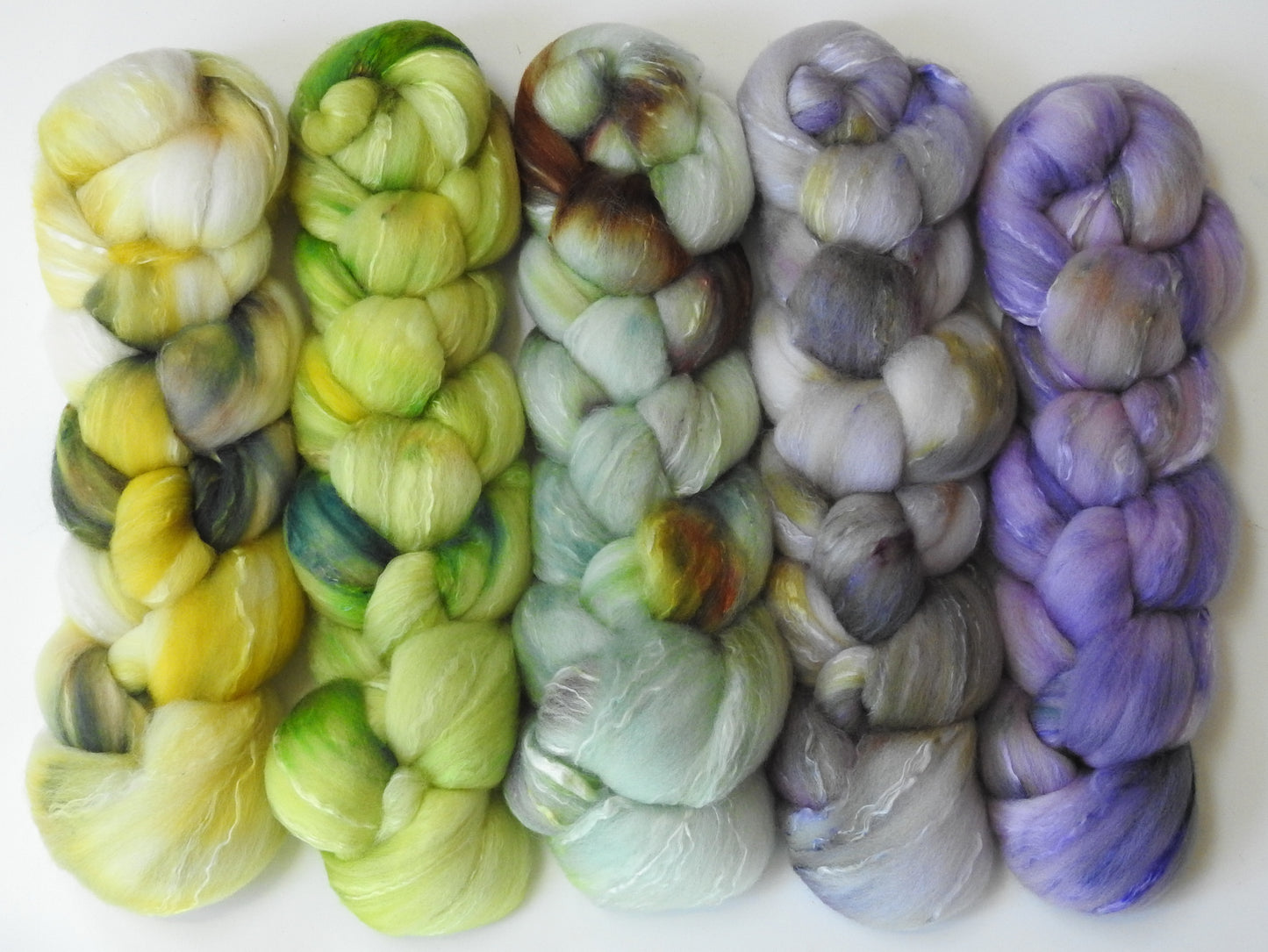 Spring in your Step -( 7 oz) Gradient Braid Set - Organic Polwarth/ Mulberry silk