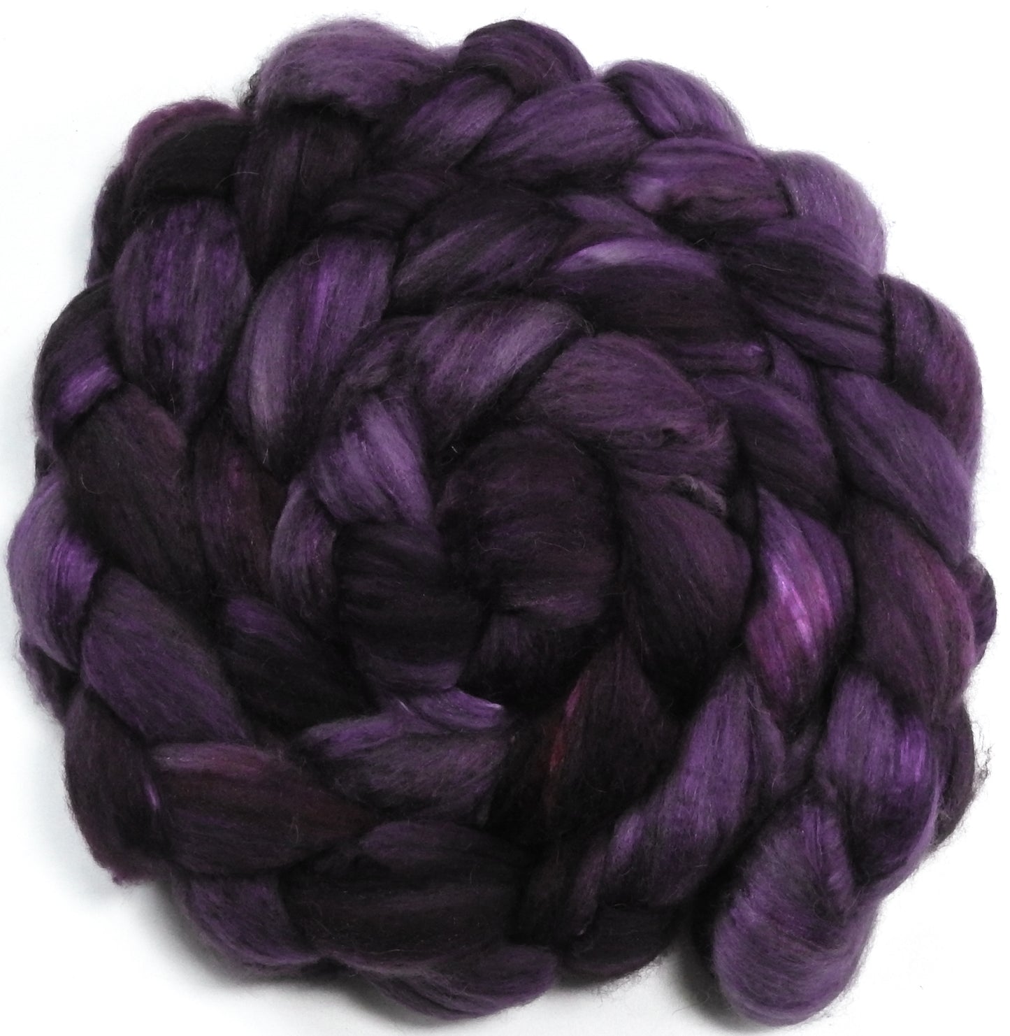 Elderberry (5.3 oz) - Batt in a Braid #5 - Merino/ Camel/ silk/ faux cashmere/ firestar (25/25/25/12/12)