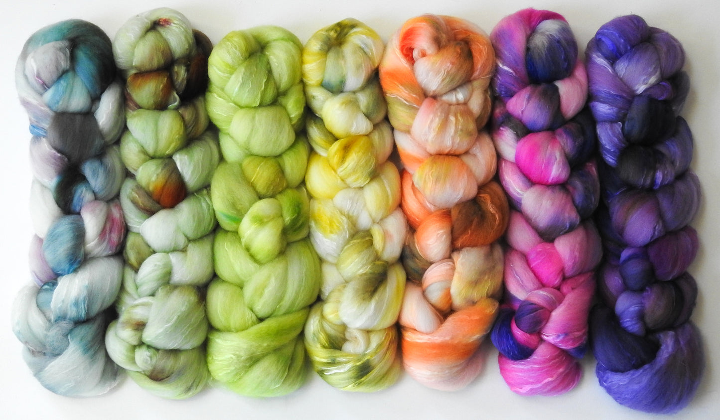 Pinwheel-(9.7 oz) Gradient Braid Set - Organic Polwarth/ Mulberry silk