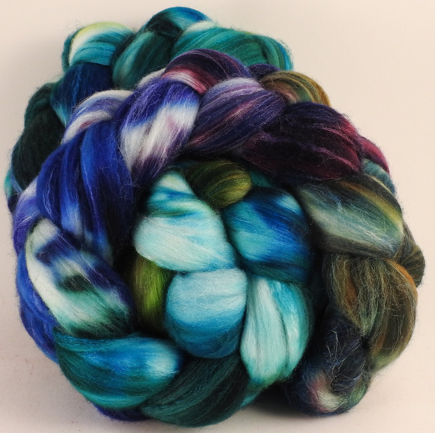 Batt in a Braid #35 - Aruba (5.3 oz.) - Sw Merino (18.5 mic) /Merino (18.5 mic) / Tussah Silk (40/40/20) - Inglenook Fibers