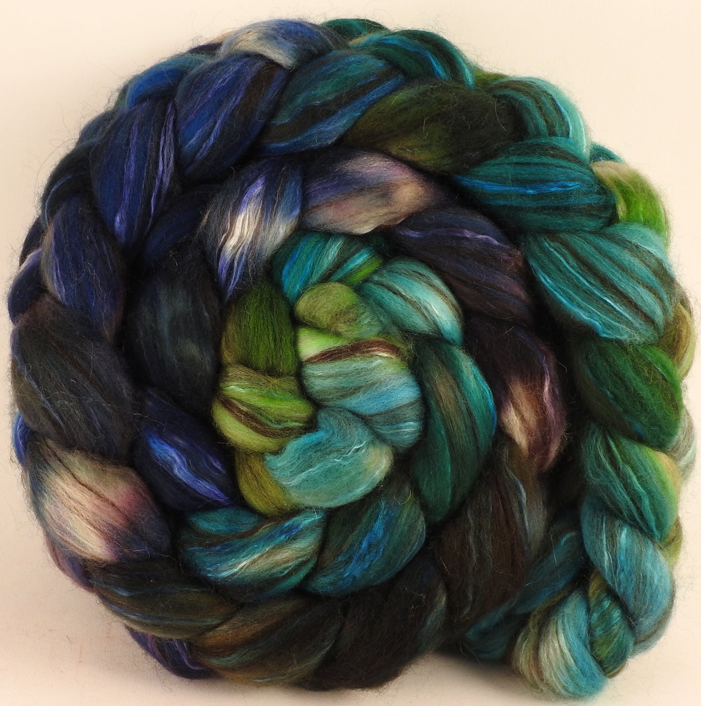 Hand dyed top for spinning - Aruba (5.1 oz) - 18.5 mic merino/ camel/ brown alpaca/ mulberry silk/ (40/20/20/20) - Inglenook Fibers