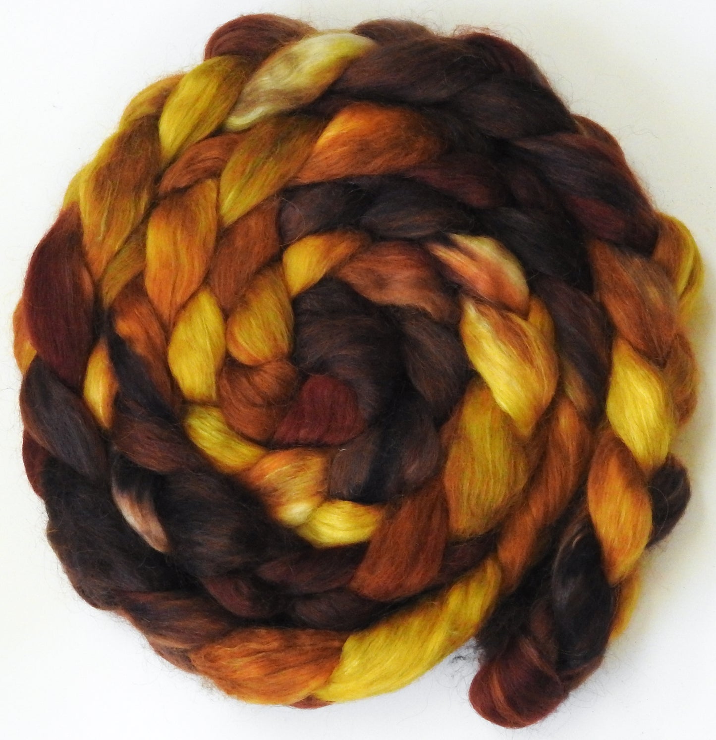 Beechnut (5.8 oz) - Batt in a Braid #52- Wensleydale/ Mulberry silk/ Polwarth (60/25/15)