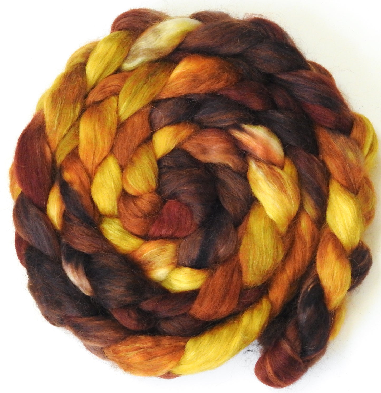 Beechnut (5.8 oz) - Batt in a Braid #52- Wensleydale/ Mulberry silk/ Polwarth (60/25/15)