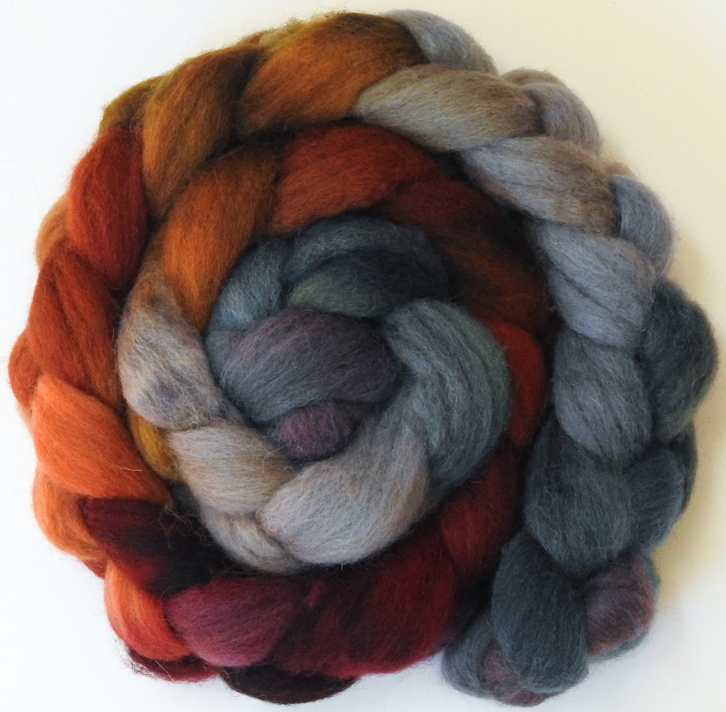 Midst of Fall - Batt in a Braid #43 -(5.3 oz.) - Dorset/Cheviot/Kid Mohair (60/20/20)