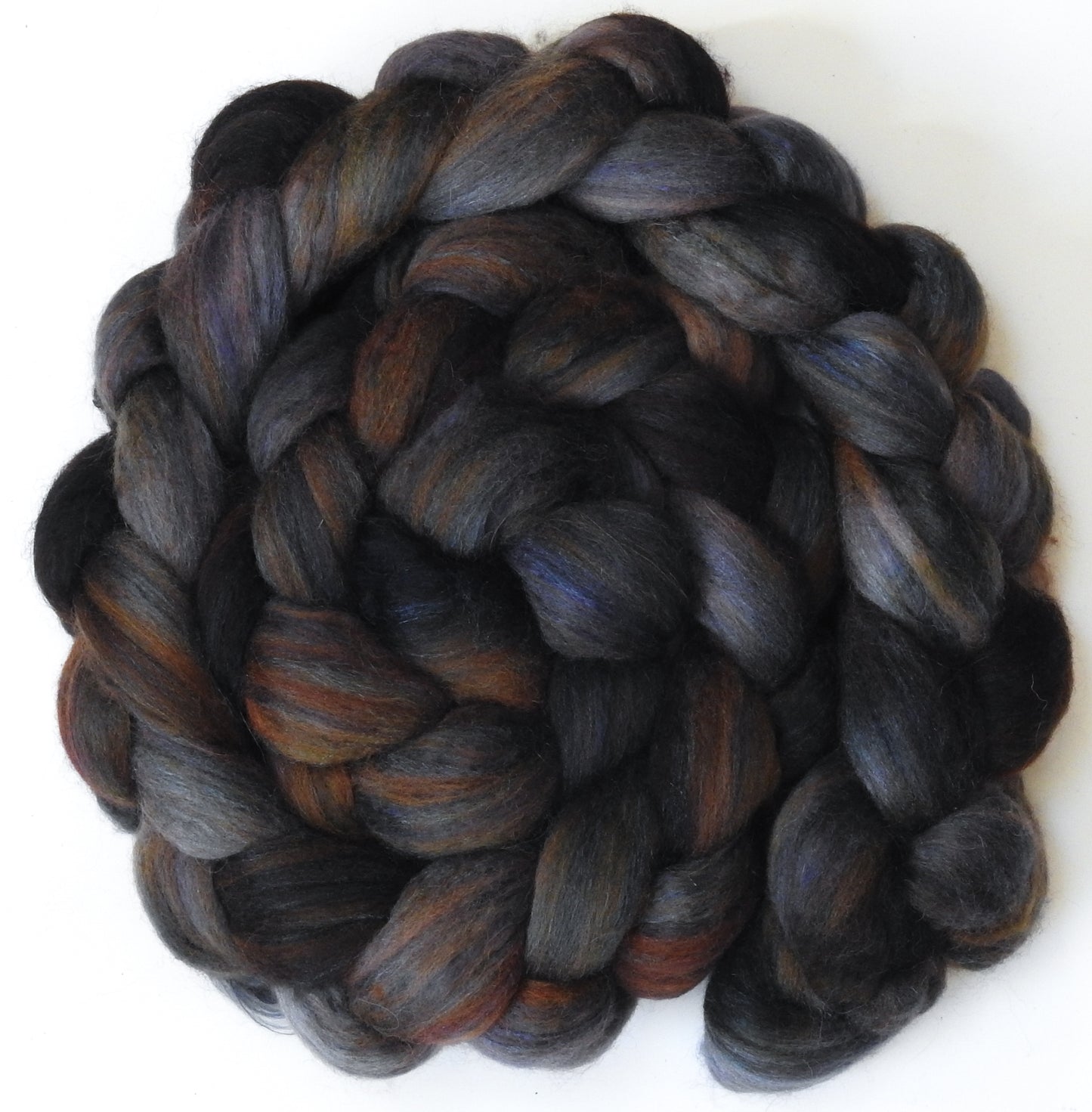 French Roast -Batt in a Braid #25-Polwarth/ Silk/ Llama(50/25/25)