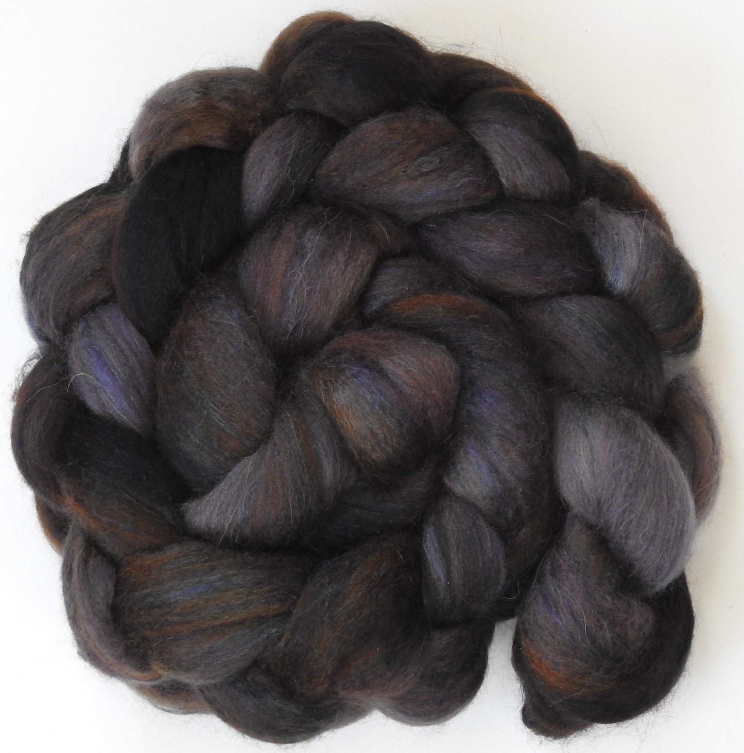 French Roast -Batt in a Braid #25-Polwarth/ Silk/ Llama(50/25/25)
