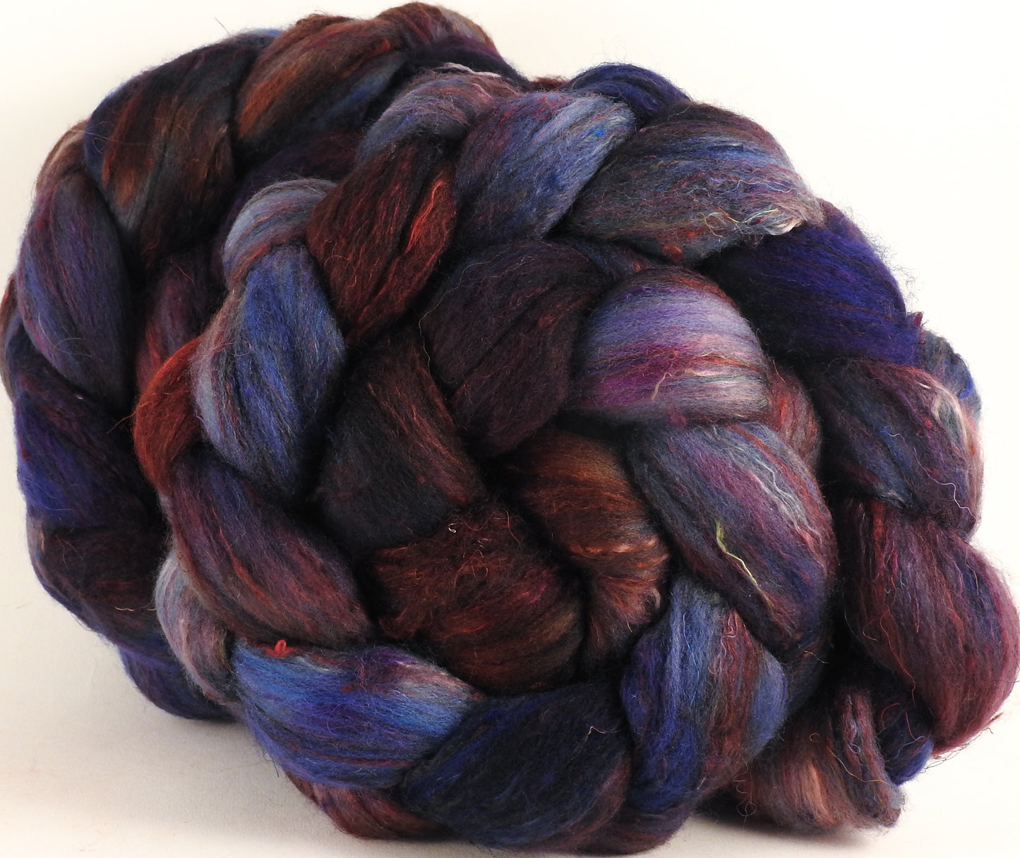Batt in a Braid #39 - SARI-37 - Falkland Merino/ Mulberry Silk / Sari Silk (50/25/25) - Inglenook Fibers