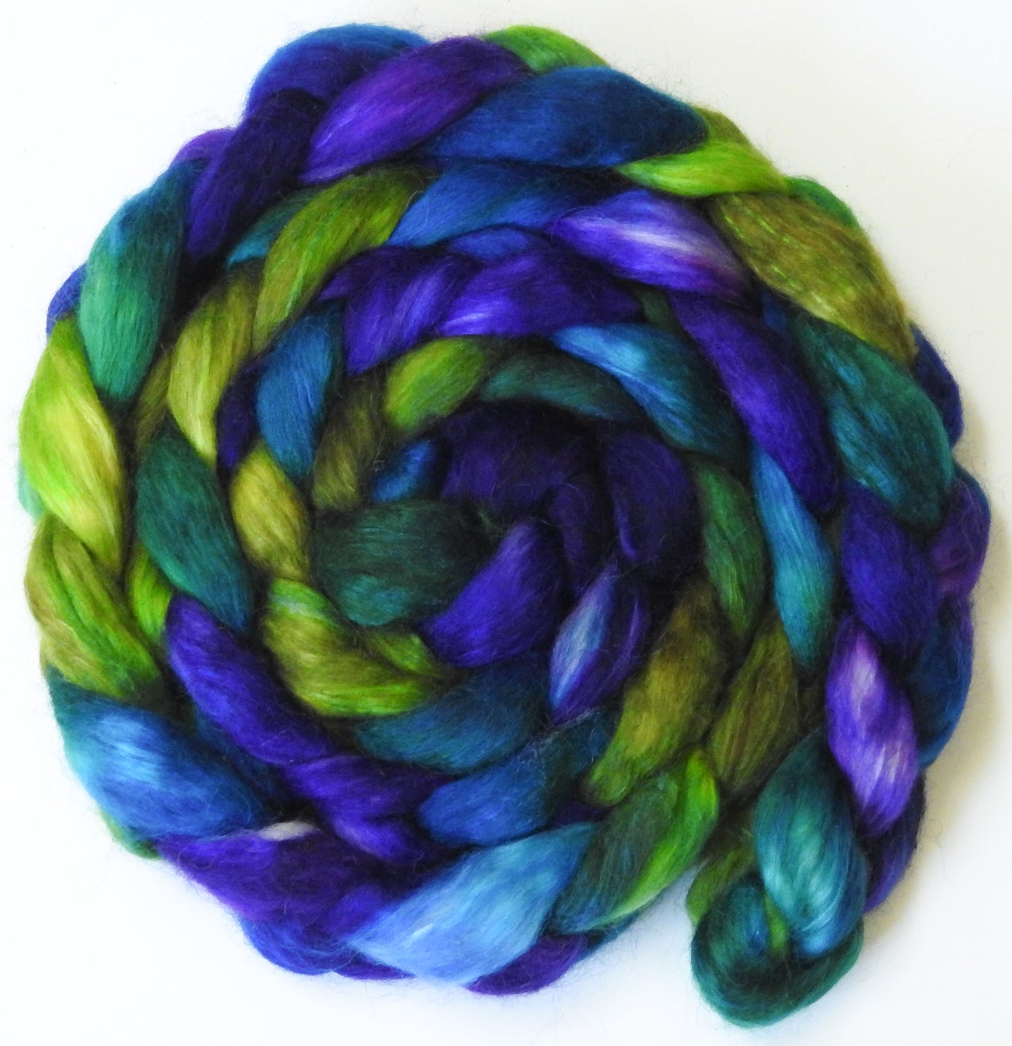 Dragonfly (5.7 oz) - Batt in a Braid #52- Wensleydale/ Mulberry silk/ Polwarth (60/25/15)