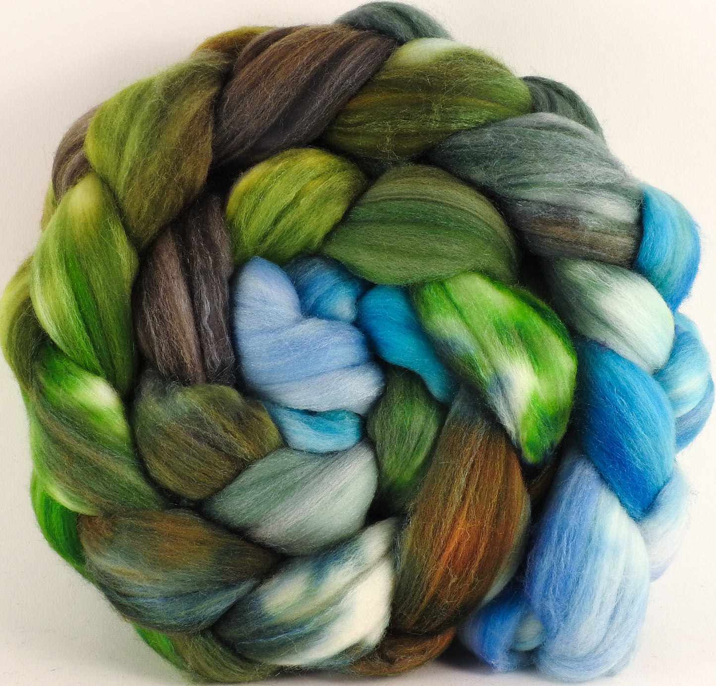Batt in a Braid #35 - Iseran (5.2 oz.) - Sw Merino (18.5 mic) /Merino (18.5 mic) / Tussah Silk (40/40/20) - Inglenook Fibers