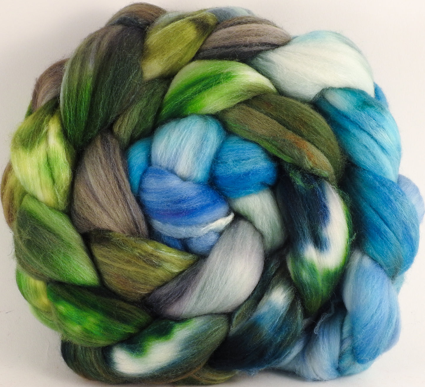 Batt in a Braid #35 - Iseran (5.2 oz.) - Sw Merino (18.5 mic) /Merino (18.5 mic) / Tussah Silk (40/40/20) - Inglenook Fibers