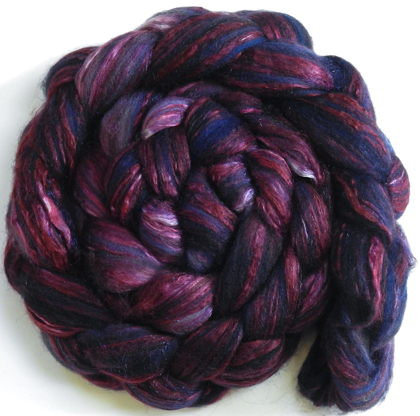 Banshee (5.5 oz) - Batt in a Braid #7 - Polwarth/ Manx / Mulberry silk/ Firestar (30/30/30/10)